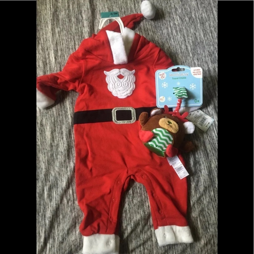Newborn Baby Infant 0-3mo Lot Christmas Holidays Gift Santa Cat And Jack Chime